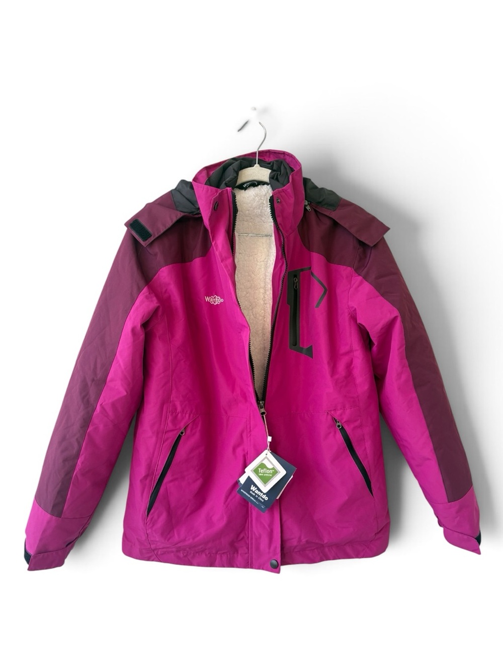 Wantdo Girls 3 in 1 Waterproof Ski Jacket Warm Fleece Hooded Coat Size 14-16 NWT